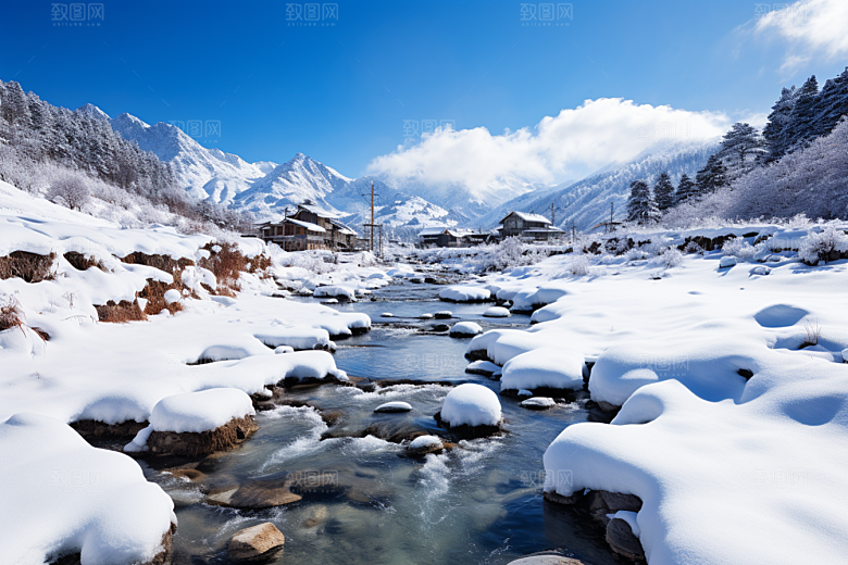 东北雪乡雪景哈尔滨素材