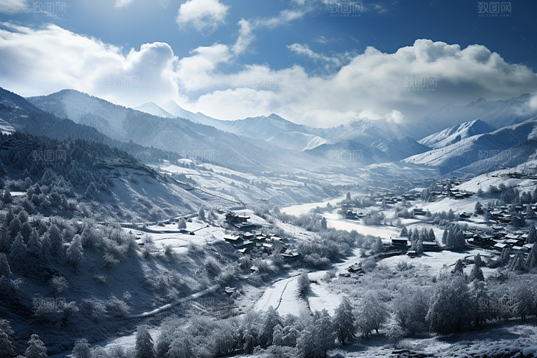 东北雪乡雪景风光素材