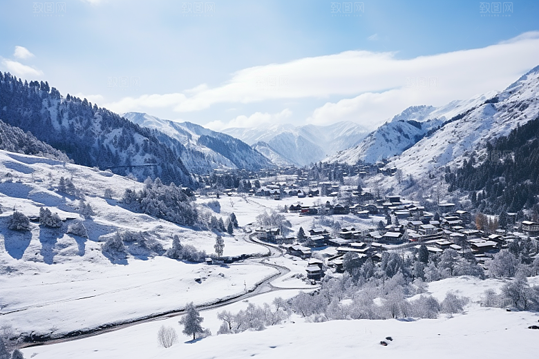 东北雪乡雪景哈尔滨素材