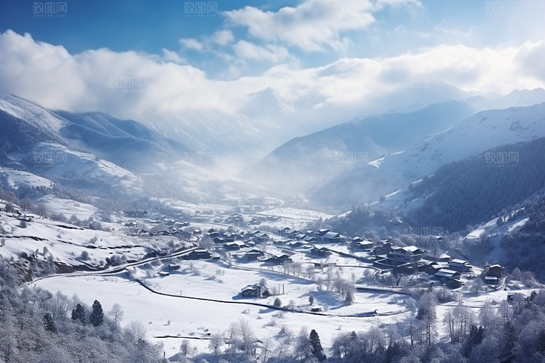 东北雪乡雪景大雪素材