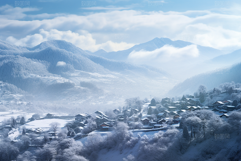 东北雪乡大雪景区素材