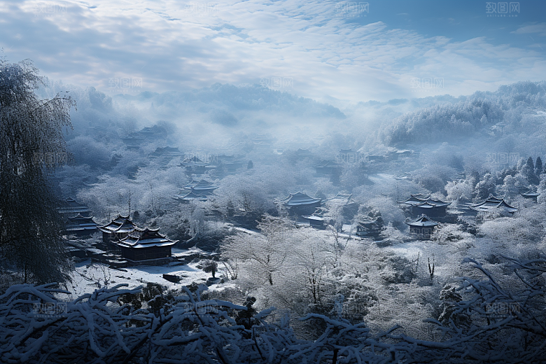 东北雪乡风光大雪素材