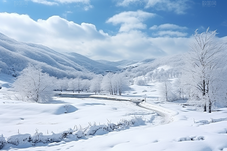 东北雪乡雪景景区素材