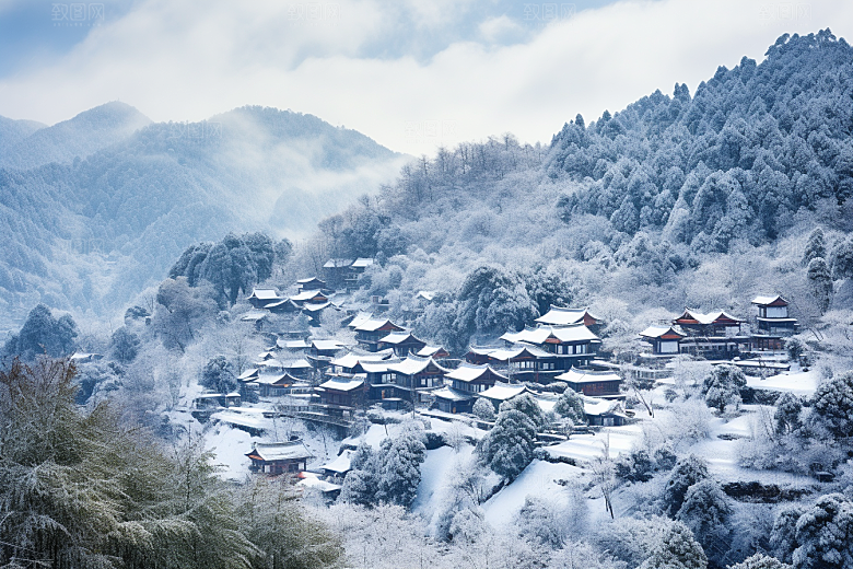 东北雪乡景区雪景素材