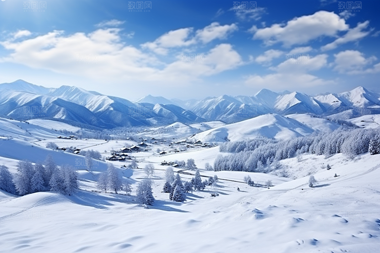 东北雪乡雪景风光素材