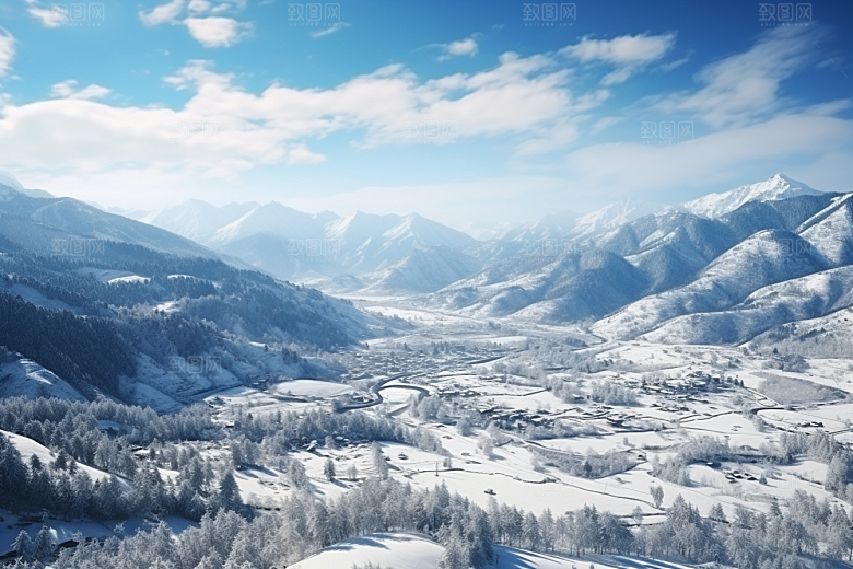 东北雪乡景区雪景素材