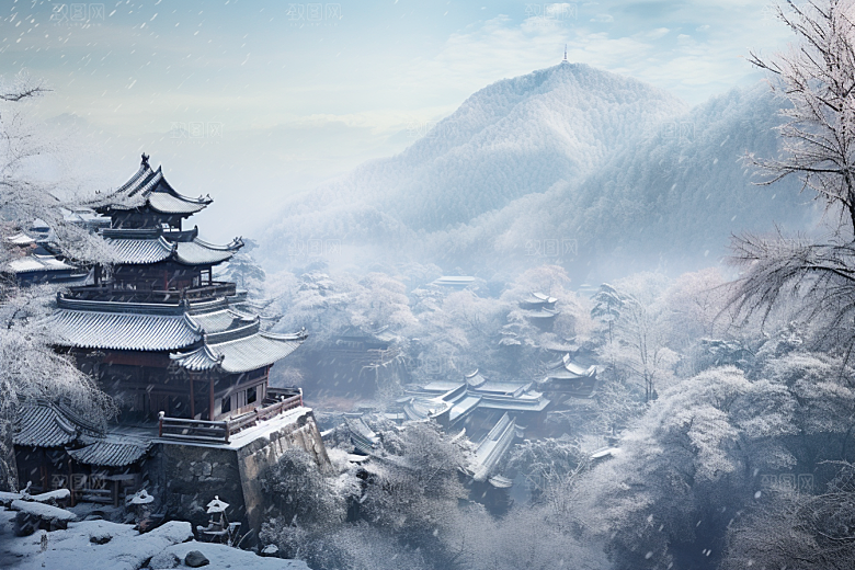 东北雪乡雪景景区素材