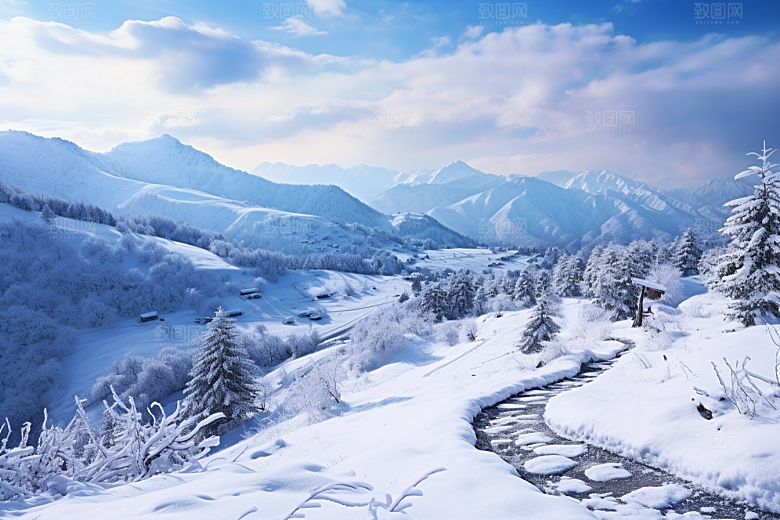 东北雪乡雪景风光素材