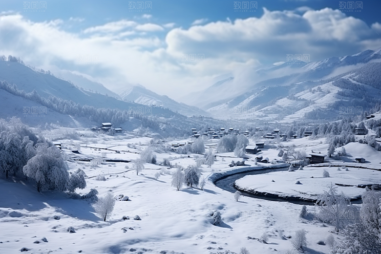 东北雪乡风光北方素材