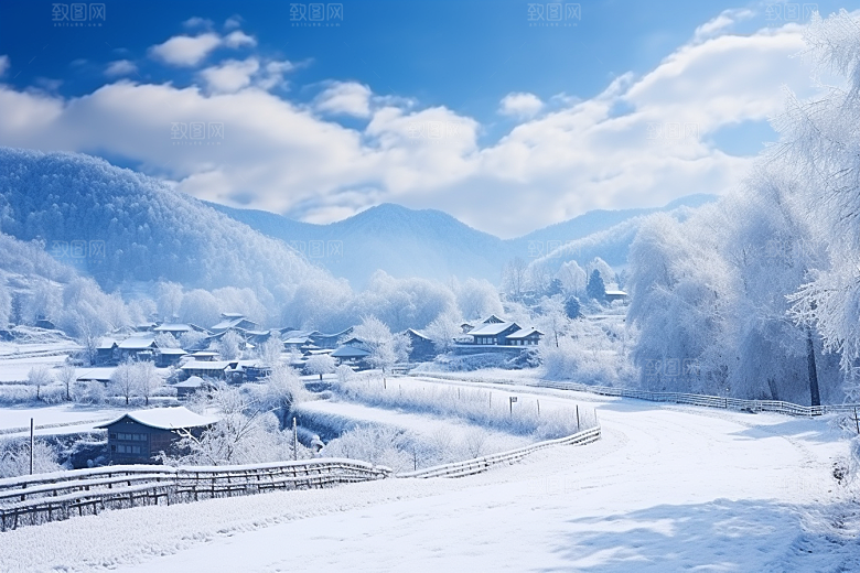 东北雪乡高清北方素材