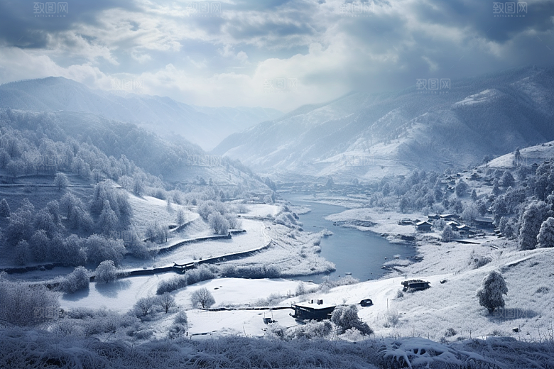 东北雪乡雪景北方素材