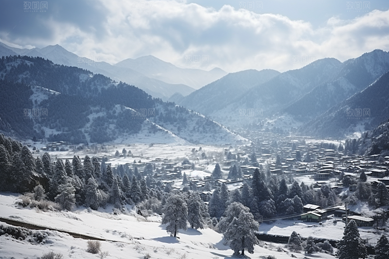 东北雪乡景区北方素材