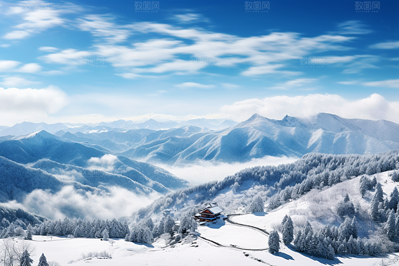 东北雪乡风光大雪素材