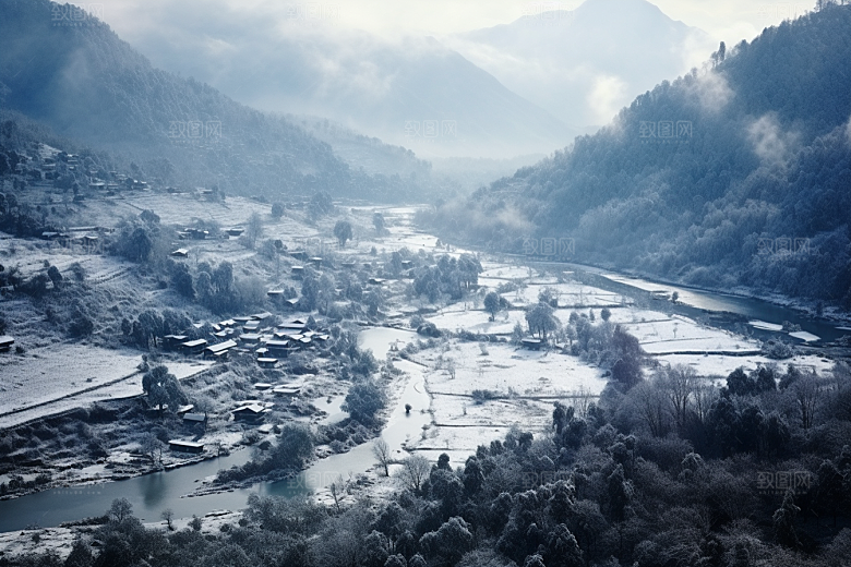 东北雪乡雪景大雪素材