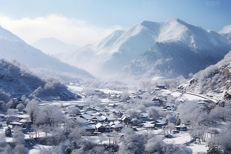 东北雪乡雪景大雪素材