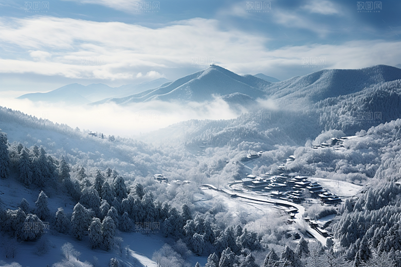 东北雪乡景区北方素材