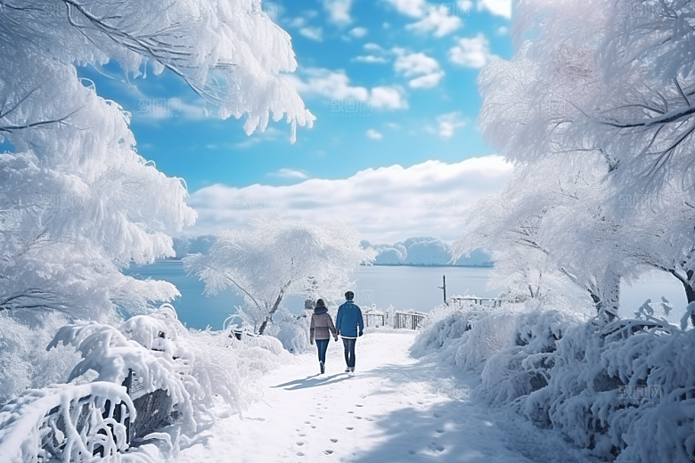 东北雪乡景区高清素材
