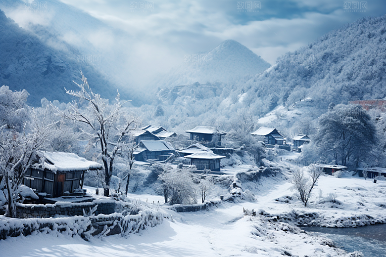 东北雪乡景区高清素材