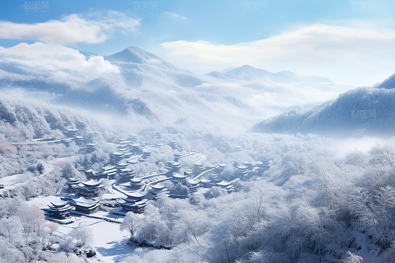 东北雪乡风光大雪素材