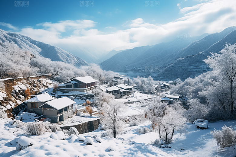 东北雪乡雪景旅游素材
