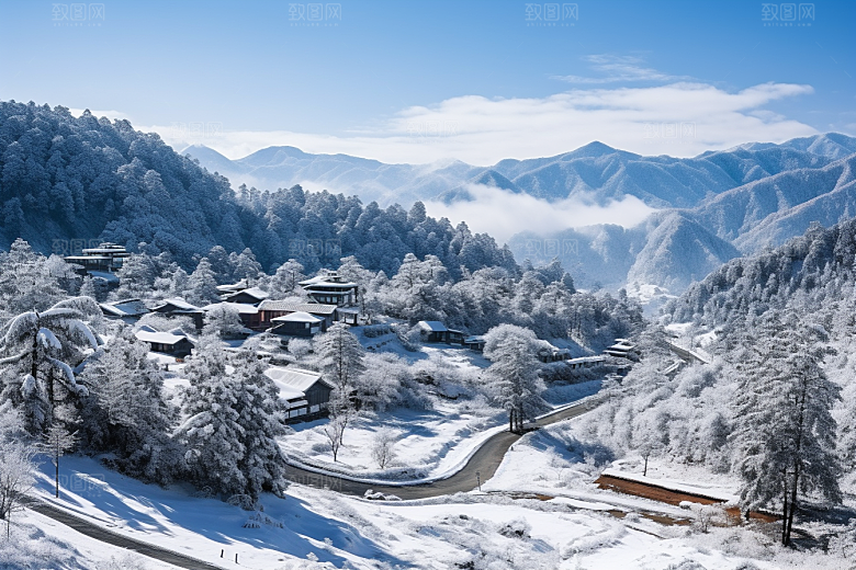 东北雪乡风光雪景素材