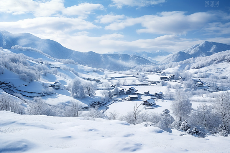 东北雪乡雪景旅游素材