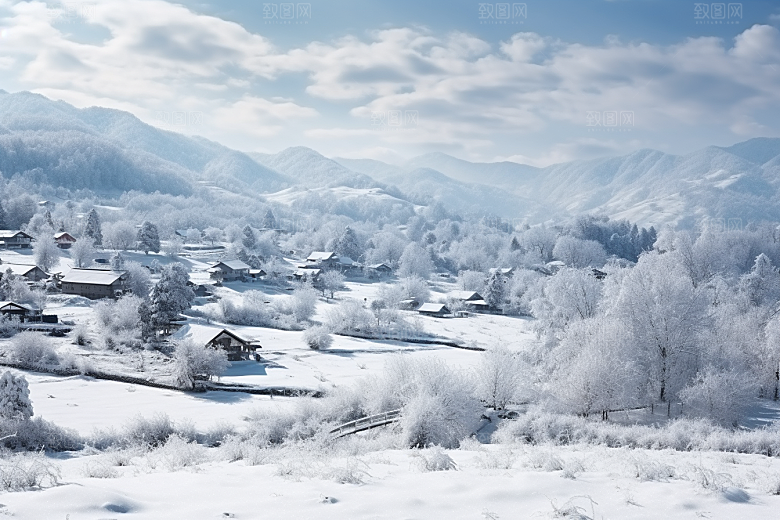 东北雪乡风光大雪素材