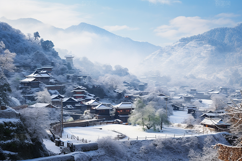 东北雪乡景区风光素材