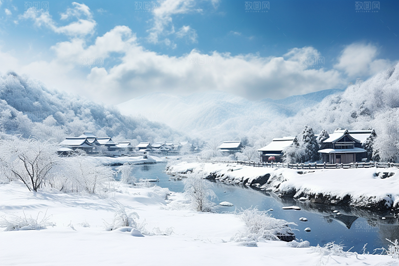 东北雪乡景区北方素材