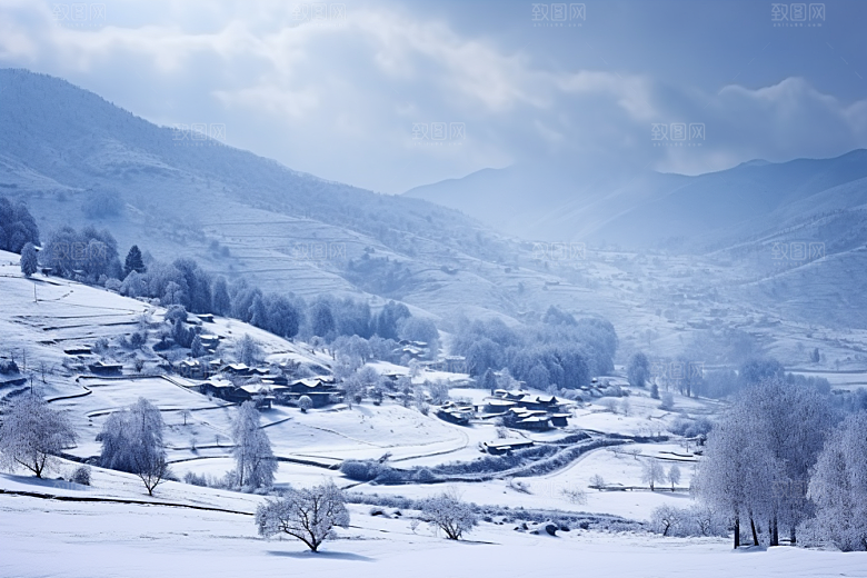 东北雪乡风光雪景素材