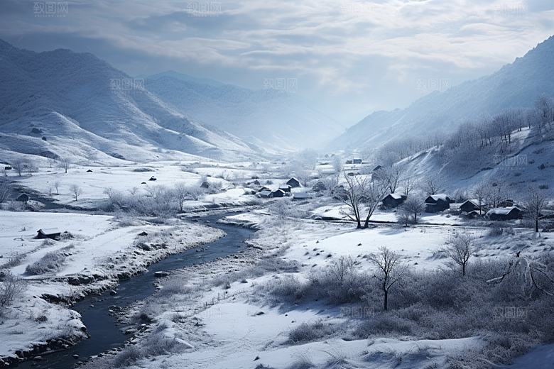 东北雪乡大雪雪景素材