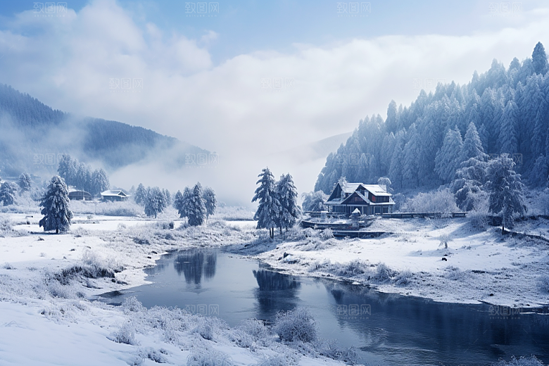 东北雪乡景区雪景素材