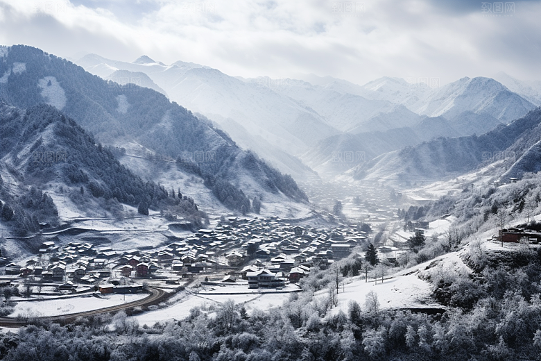 东北雪乡风光景区素材