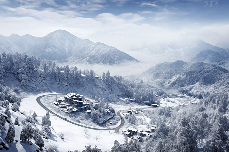 东北雪乡景区雪景素材
