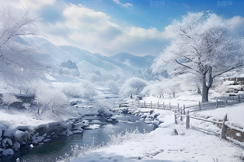 东北雪乡哈尔滨雪景素材