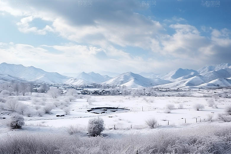 东北雪乡雪景哈尔滨素材
