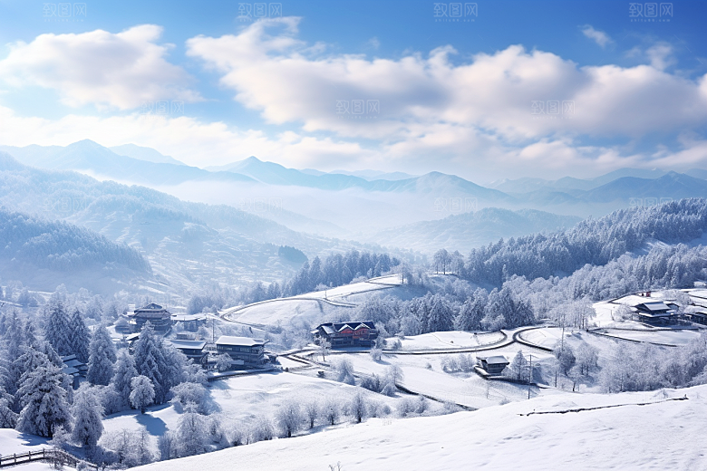 东北雪乡风光旅游素材