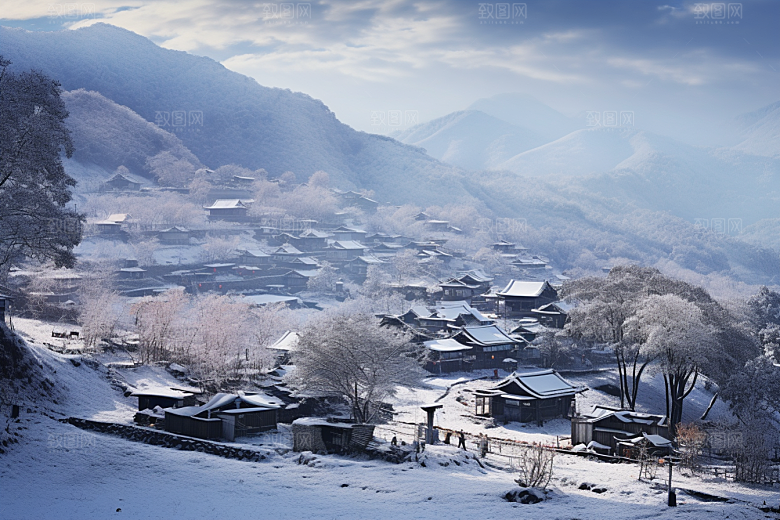 东北雪乡大雪风光素材