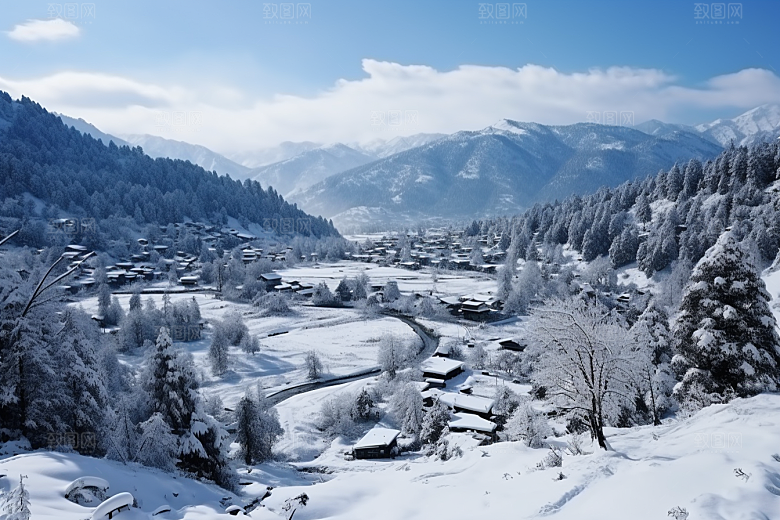 东北雪乡哈尔滨雪景素材