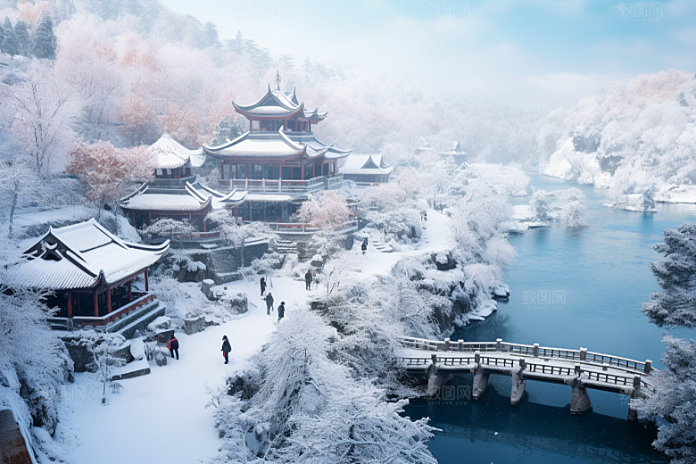 东北雪乡大雪风光素材