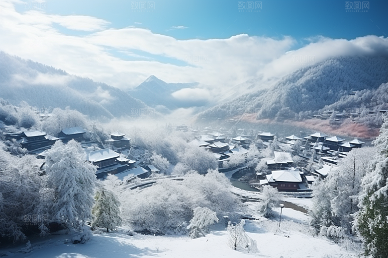 东北雪乡景区北方素材