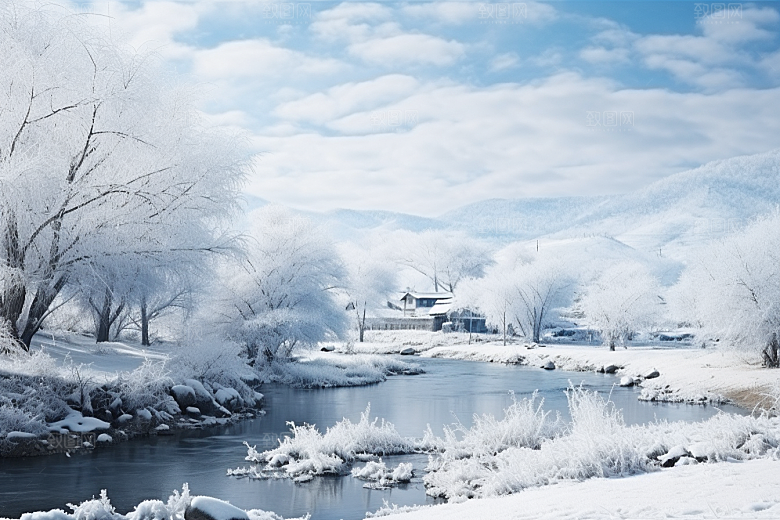 东北雪乡景区高清素材