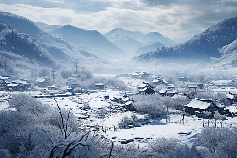 东北雪乡景区雪景素材