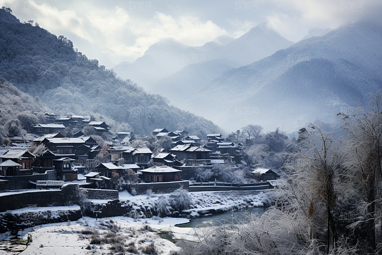 东北雪乡景区北方素材