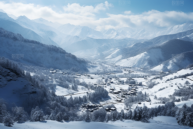 东北雪乡风光旅游素材