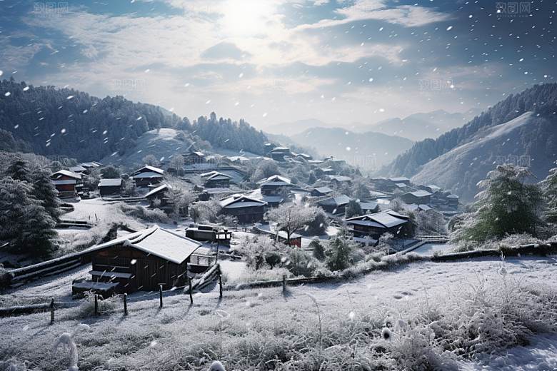 东北雪乡雪景大雪素材