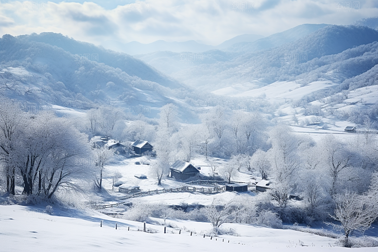 东北雪乡大雪雪景素材
