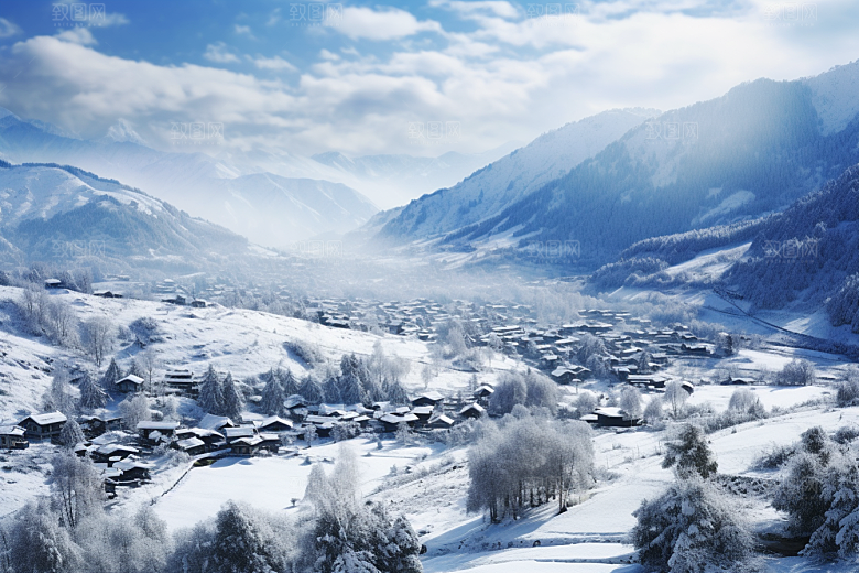 东北雪乡景区北方素材