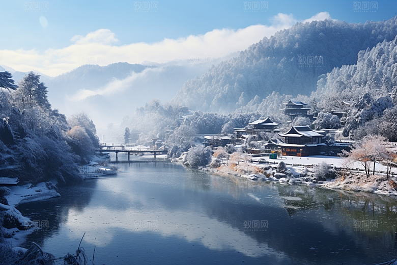 东北雪乡景区雪景素材