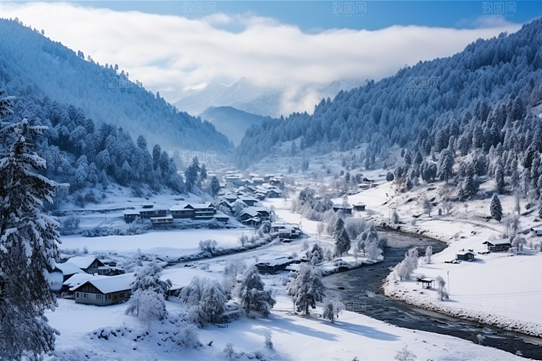 东北雪乡风光大雪素材